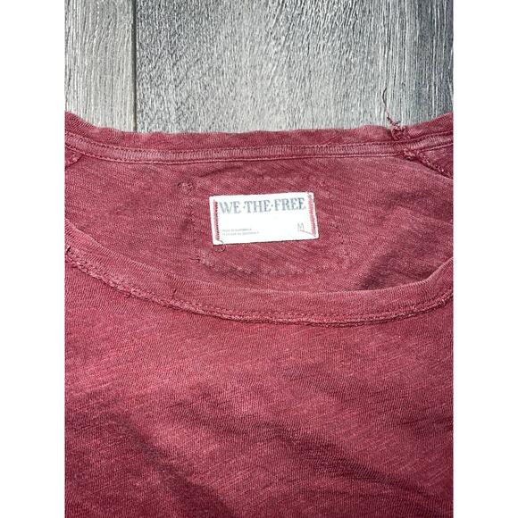 We The Free Y2K Oversized Free people Riley Tee burgundy Medium A004012 - Picture 3 of 6